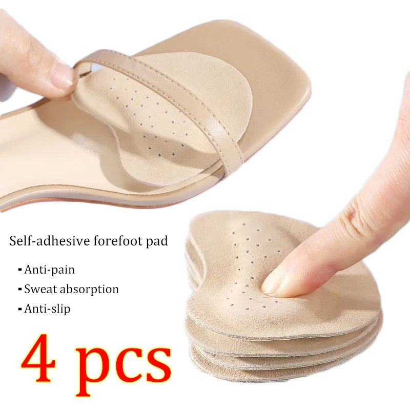 4pcs Sandals Anti - slip Stickers Leather Forefoot Pad Women High Heels Pain Relief Insert Insoles Toe Cushion Foot Care Shoes Pad - Ammpoure Wellbeing