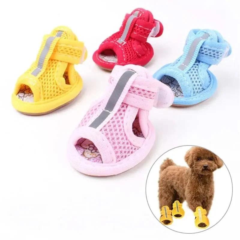 4pc/set Summer Non - slip Breathable Dog Shoes Sandals for Small Dogs Pet Dog Socks Sneakers for Dogs Puppy Blue Cat Shoes Boots - Ammpoure Wellbeing