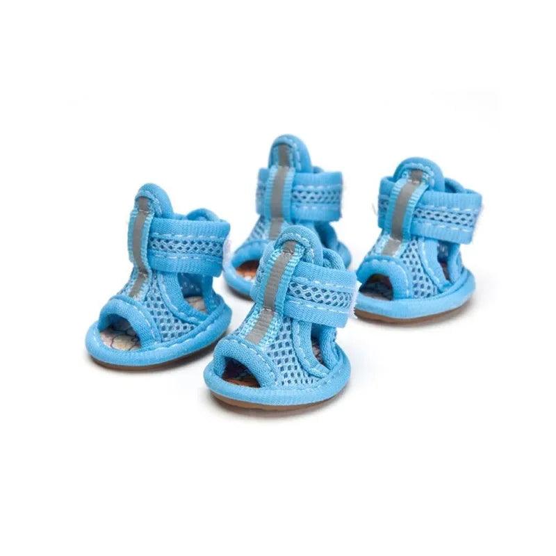 4pc/set Summer Non - slip Breathable Dog Shoes Sandals for Small Dogs Pet Dog Socks Sneakers for Dogs Puppy Blue Cat Shoes Boots - Ammpoure Wellbeing