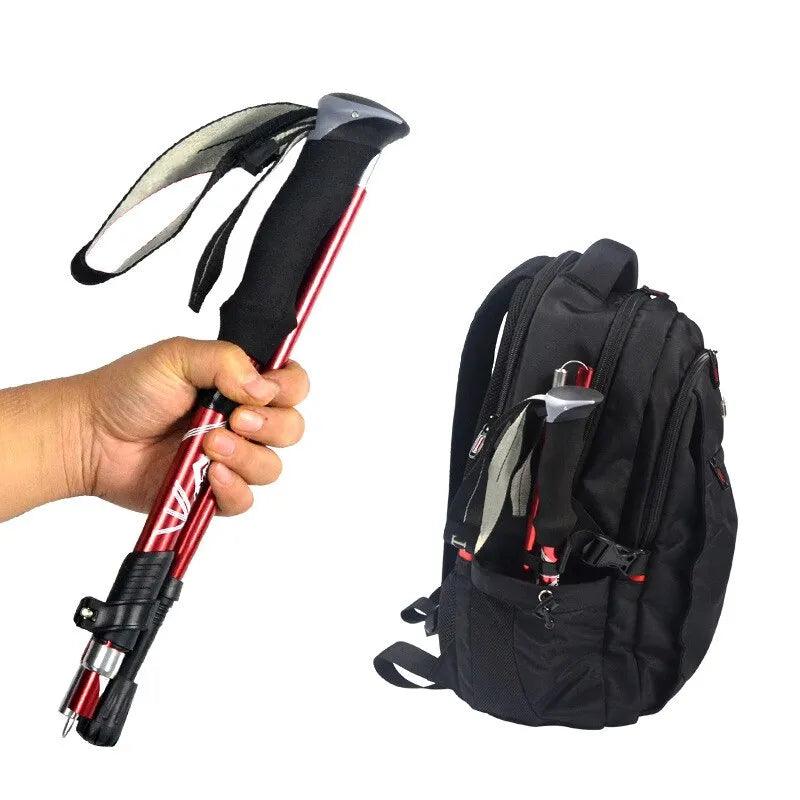 5 Section Outdoor Fold Trekking Pole Camping Portable Walking Hiking Stick For Nordic Elderly Telescopic Easy Put Into Bag 1 PCS - Ammpoure Wellbeing