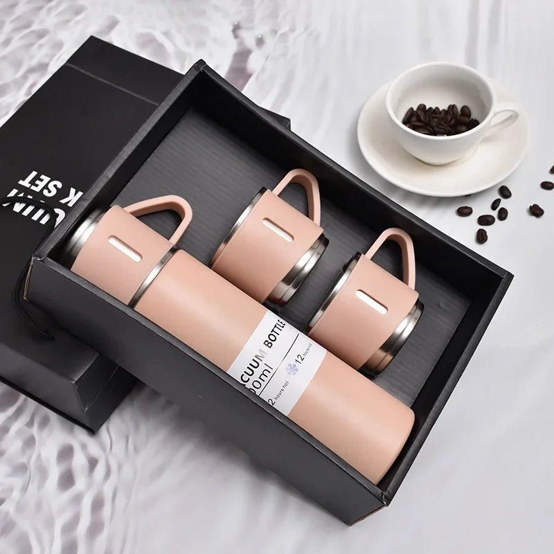 500ML 304 Stainless Steel Vacuum Insulated Bottle Gift Set Office Business Style Coffee Mug Thermos Bottle Portable Flask Carafe - Ammpoure Wellbeing