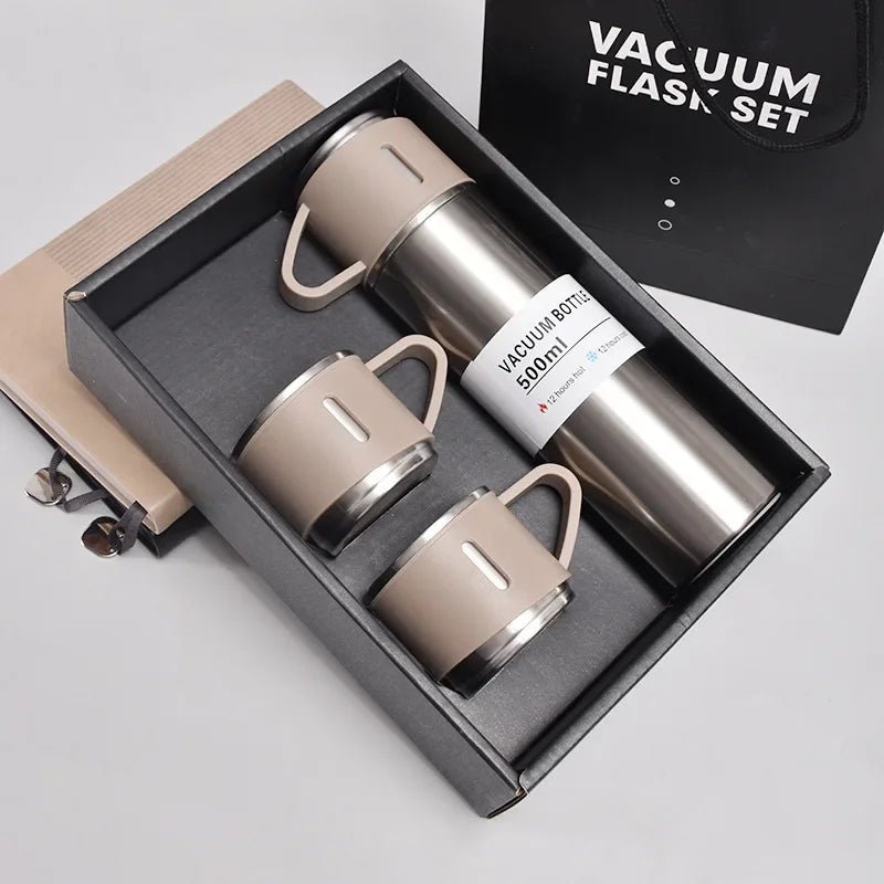 500ML 304 Stainless Steel Vacuum Insulated Bottle Gift Set Office Business Style Coffee Mug Thermos Bottle Portable Flask Carafe - Ammpoure Wellbeing