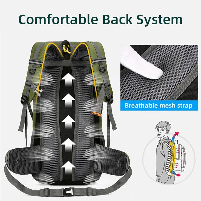 50L Travel Backpack Camping Men Large Hiking Bag Tourist Rucksack Waterproof Outdoor Sports Climbing Mountaineering Bag Luggage - Ammpoure Wellbeing