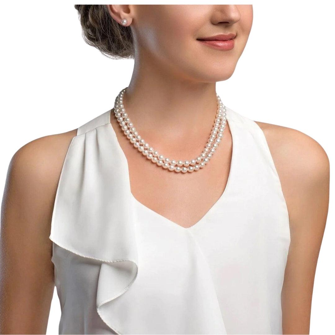 5mm Natural Fresh Water Real Pearl Necklace (Double Strand) - Ammpoure Wellbeing