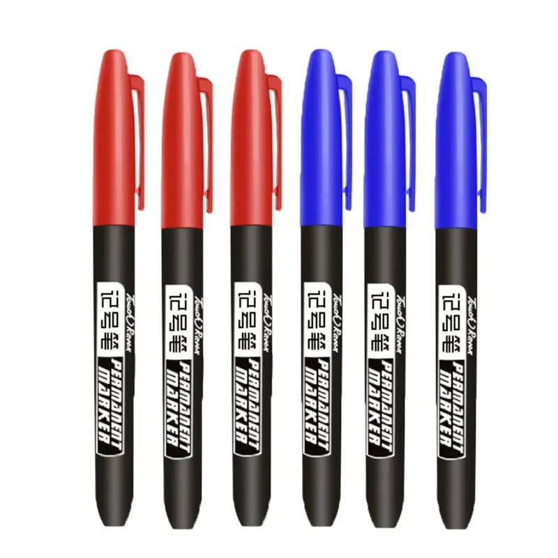 6 PCS Permanent Marker Pen Manga Drawing Markers Black Blue Red Waterproof Ink Sketch Pens Stationery Art School Supplies - Ammpoure Wellbeing