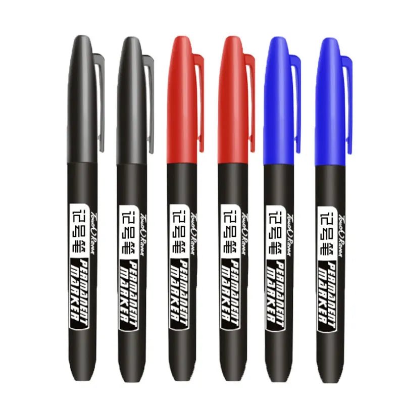 6 PCS Permanent Marker Pen Manga Drawing Markers Black Blue Red Waterproof Ink Sketch Pens Stationery Art School Supplies - Ammpoure Wellbeing