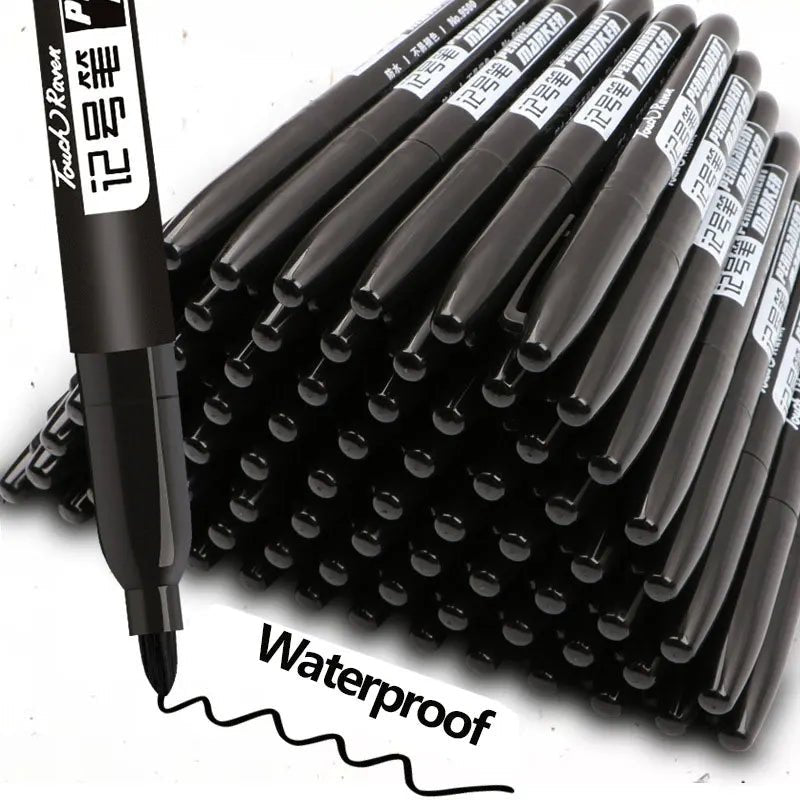 6 PCS Permanent Marker Pen Manga Drawing Markers Black Blue Red Waterproof Ink Sketch Pens Stationery Art School Supplies - Ammpoure Wellbeing