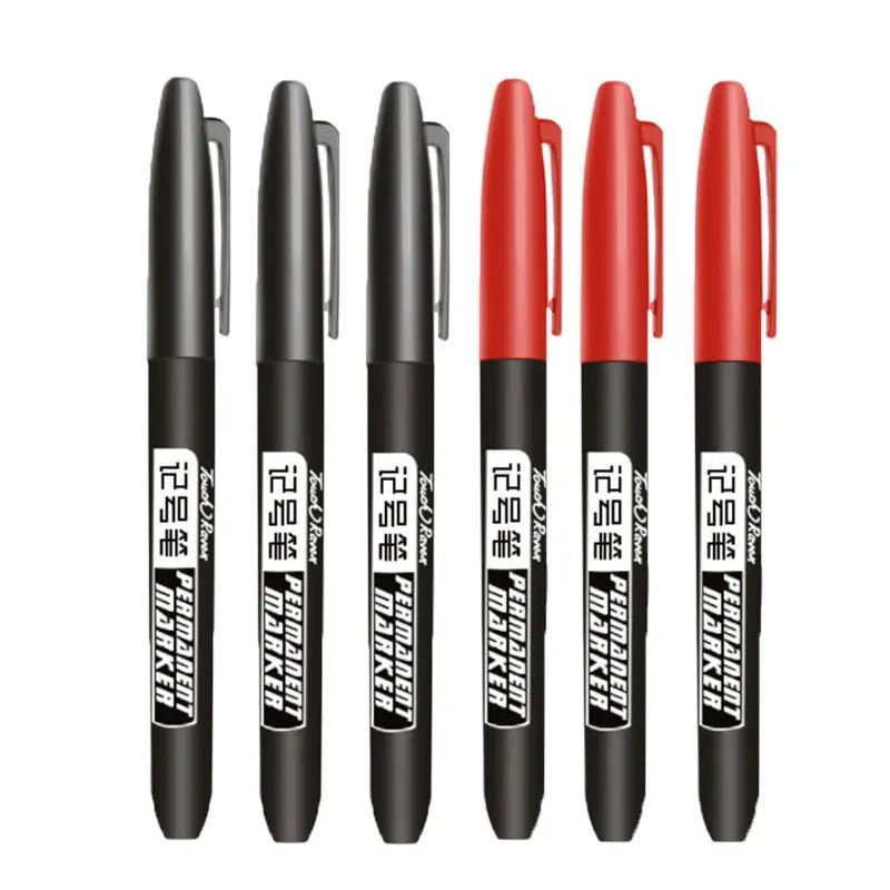 6 PCS Permanent Marker Pen Manga Drawing Markers Black Blue Red Waterproof Ink Sketch Pens Stationery Art School Supplies - Ammpoure Wellbeing