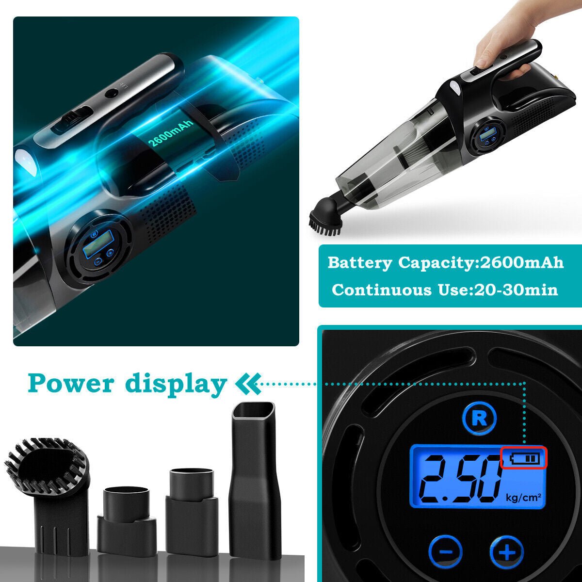 6000PA Cordless Vacuum Cleaner Powerful Car Handheld Vacuum USB Rechargeable - Ammpoure Wellbeing