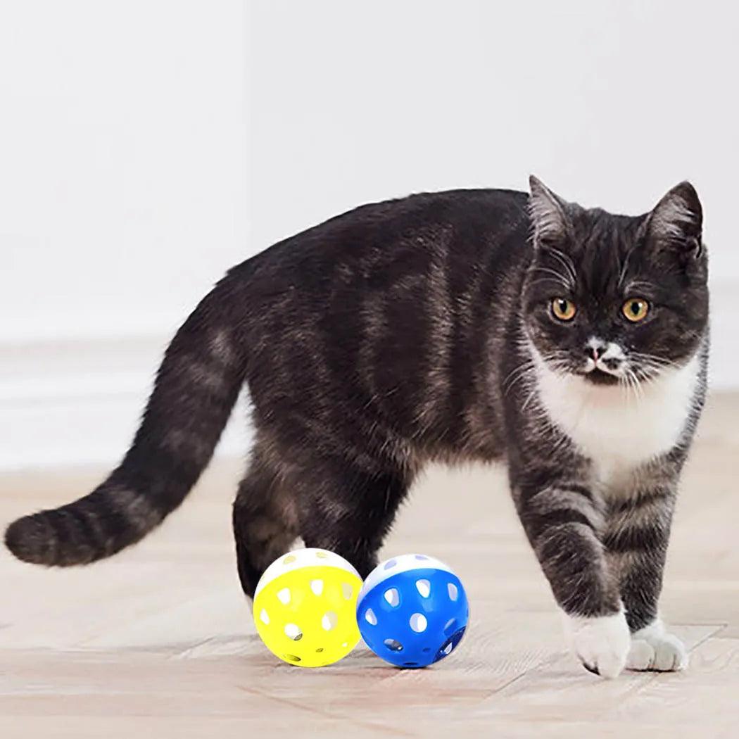 6pcs Toys For Cats Ball With Bell Playing Chew Rattle Scratch Plastic Ball Interactive Cat Training Toys Cat Toy Pet Supplies - Ammpoure Wellbeing