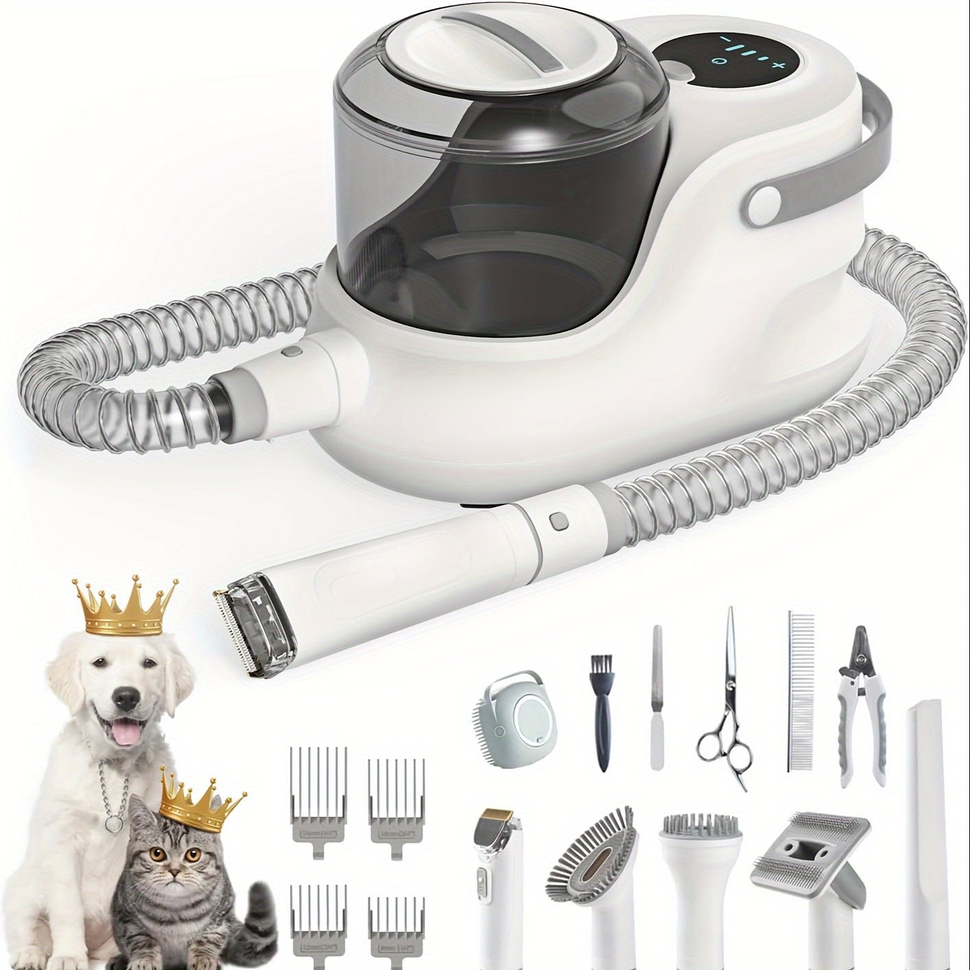 7 in 1 Professional Pet Grooming Kit with Vacuum Suction, Pro pet Grooming kit Pet Grooming, 2.5L Capacity Pet Hair Dust Cup - Ammpoure Wellbeing