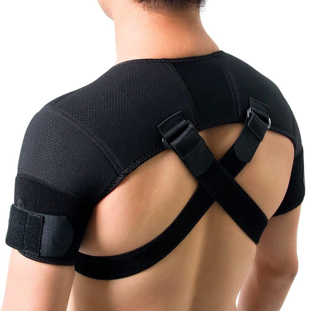 7K - foam Double Shoulder Brace Adjustable Sports Shoulder Support Belt Back Pain Relief Double Bandage Cross Compression - Ammpoure Wellbeing