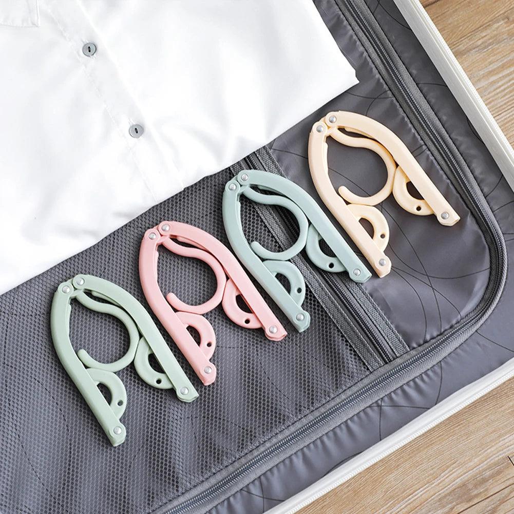 8pcs/pack Clothes Hanger Travel Camping Portable Folding Hanging Hook Home Coat Shirt Drying Holder Plastic Random Color Hanger - Ammpoure Wellbeing