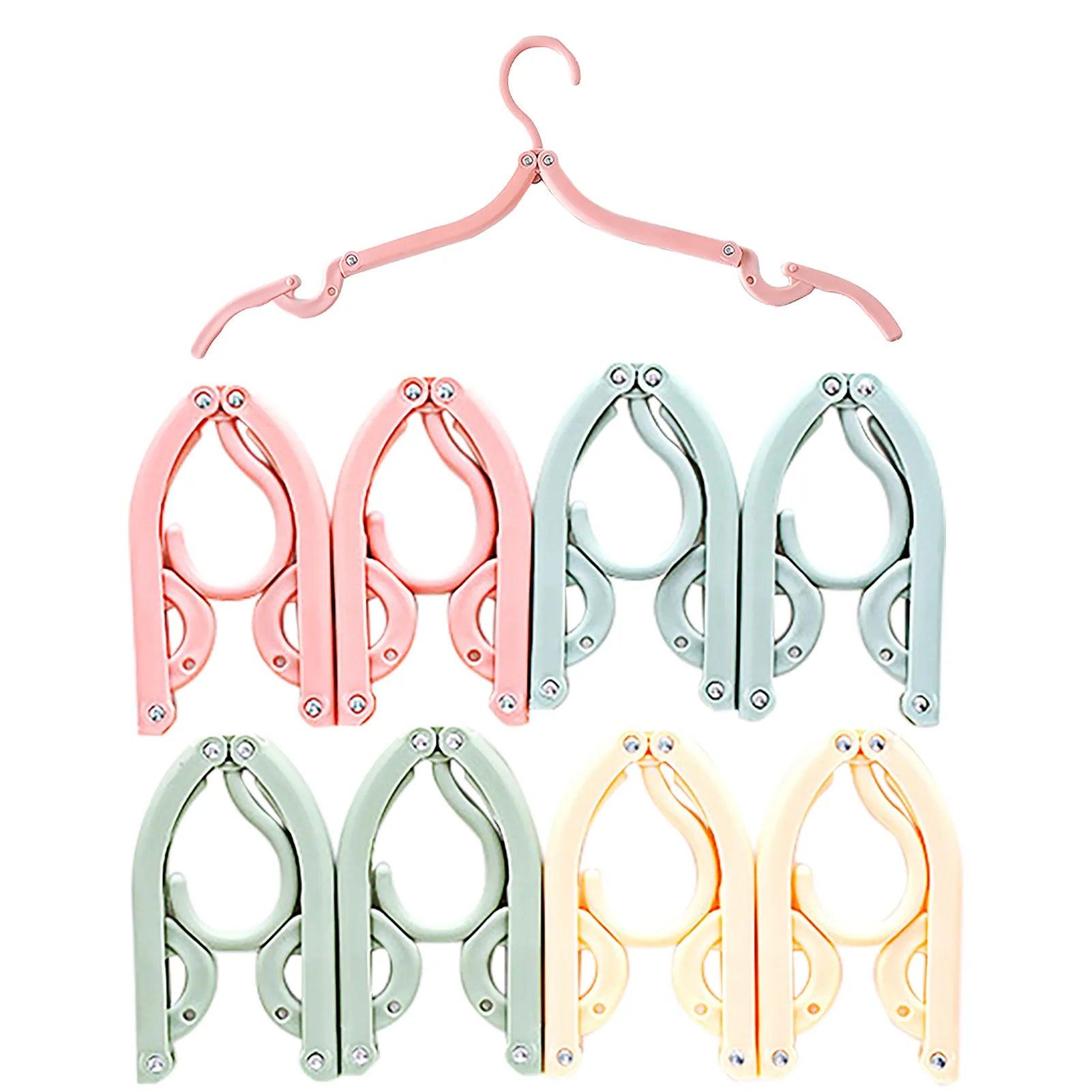 8pcs/pack Clothes Hanger Travel Camping Portable Folding Hanging Hook Home Coat Shirt Drying Holder Plastic Random Color Hanger - Ammpoure Wellbeing