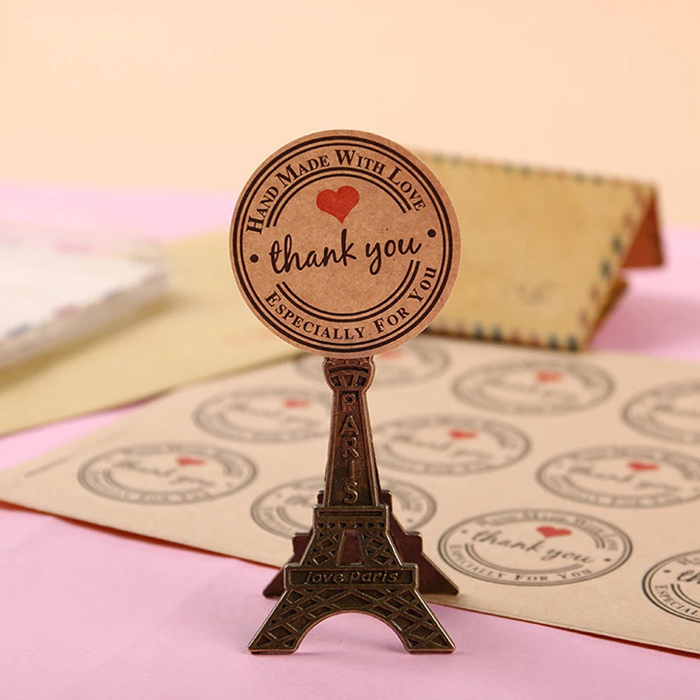 100 - 500pcs 1inch Vintage Kraft Paper Handmade With Love Stickers for Package Thank You Stationery Adhesive Labels Baking Seals - Ammpoure Wellbeing