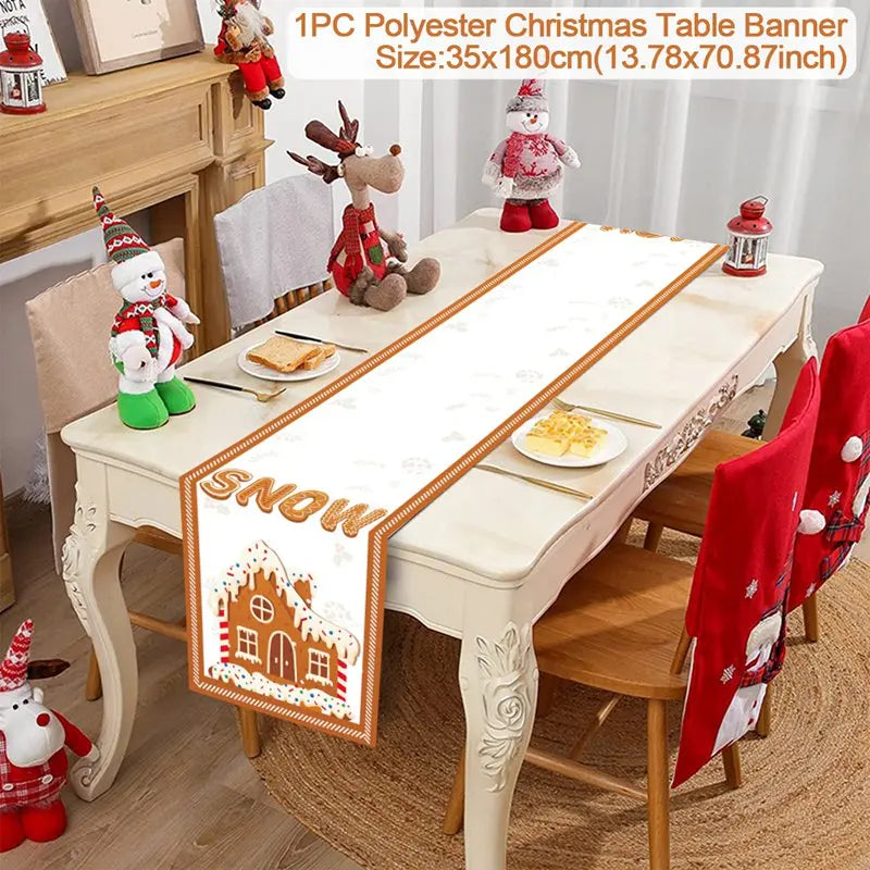 2024 Christmas Table Runners Merry Christmas Decoration for Home Tablecloth Table Cover Xmas Gifts Navidad Noel New Year 2025 - Ammpoure Wellbeing