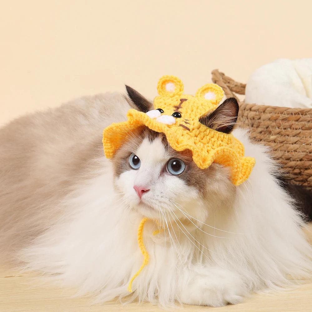 Autumn Winter Cat Hat Elastic Cute Refined Pet Hat Puppy Kittens Knitted Hat Party Photo Shoot Props Decoration Cat Accessories - Ammpoure Wellbeing