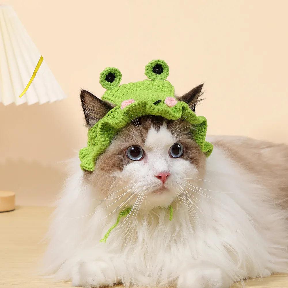 Autumn Winter Cat Hat Elastic Cute Refined Pet Hat Puppy Kittens Knitted Hat Party Photo Shoot Props Decoration Cat Accessories - Ammpoure Wellbeing