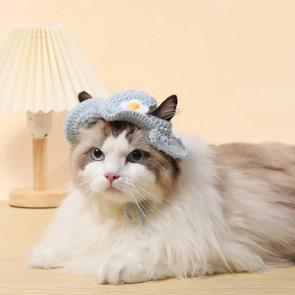 Autumn Winter Cat Hat Elastic Cute Refined Pet Hat Puppy Kittens Knitted Hat Party Photo Shoot Props Decoration Cat Accessories - Ammpoure Wellbeing