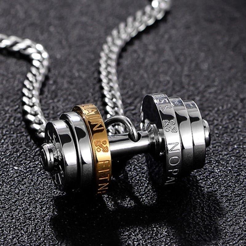 Barbell Necklace Male necklace stainless steel mens Couple pendants Fitness sports man accessories jewelry for neck - Ammpoure Wellbeing