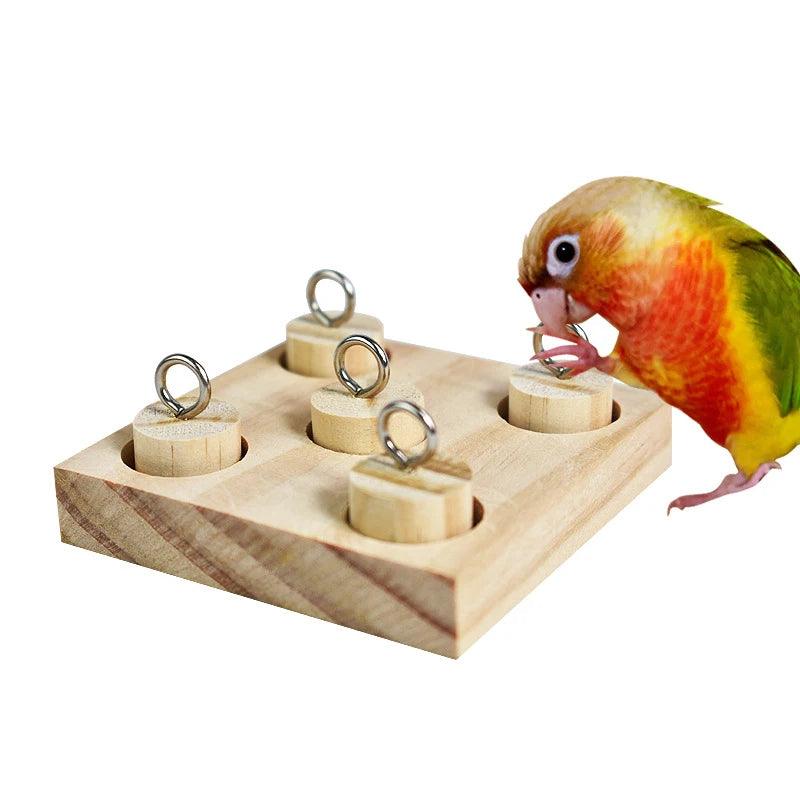 Bird Parrot Toys Wooden Interactive Training Block Puzzle DIY Toy Pet Educational Toys - Ammpoure Wellbeing