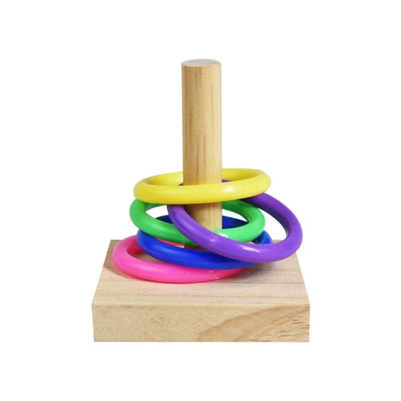 Bird Training Toys Set Wooden Block Puzzle Toys For Parrots Colorful Plastic Rings Intelligence Training Chew Toy Bird Supplies - Ammpoure Wellbeing