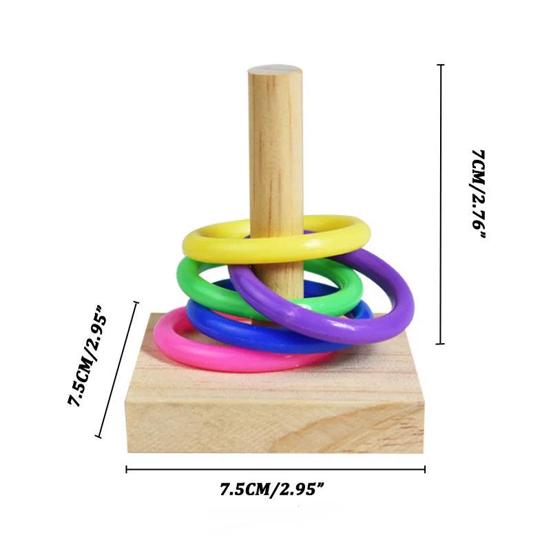 Bird Training Toys Set Wooden Block Puzzle Toys For Parrots Colorful Plastic Rings Intelligence Training Chew Toy Bird Supplies - Ammpoure Wellbeing