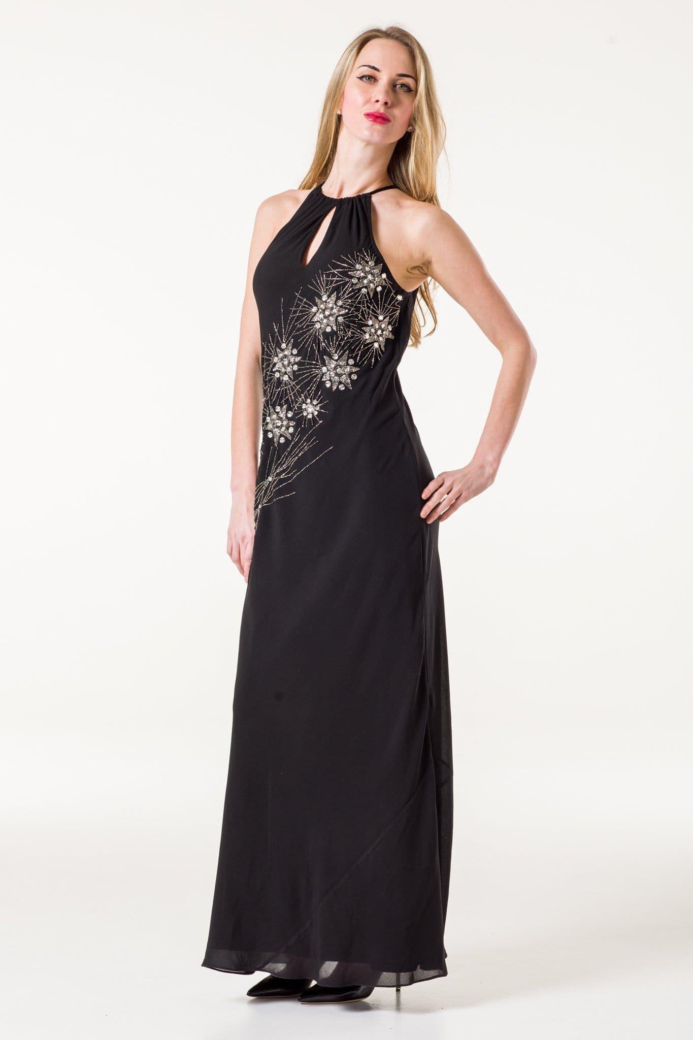 Black Evening Georgette Dress - Ammpoure Wellbeing