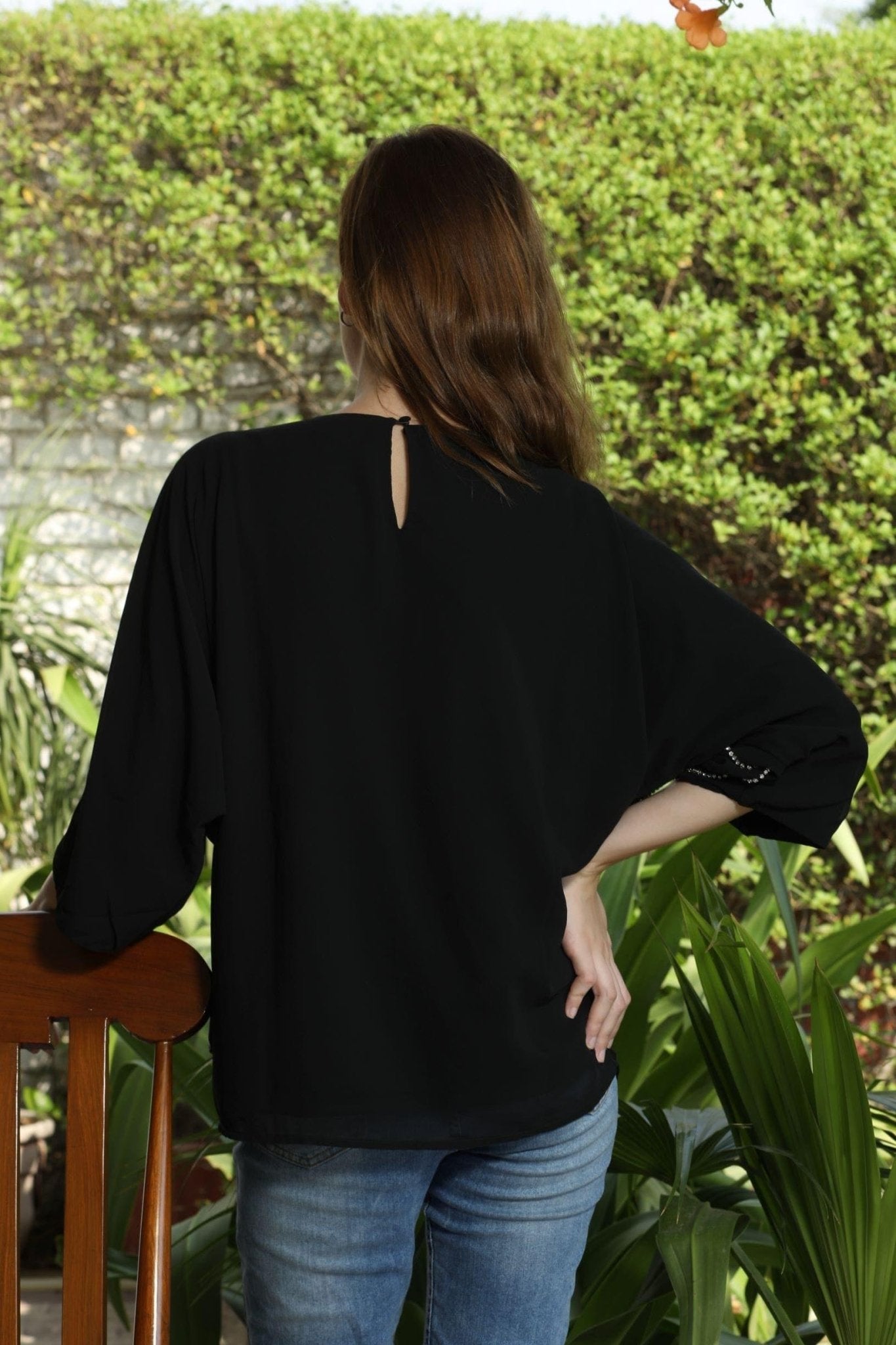 Black Sequin Kimono Top - Ammpoure Wellbeing