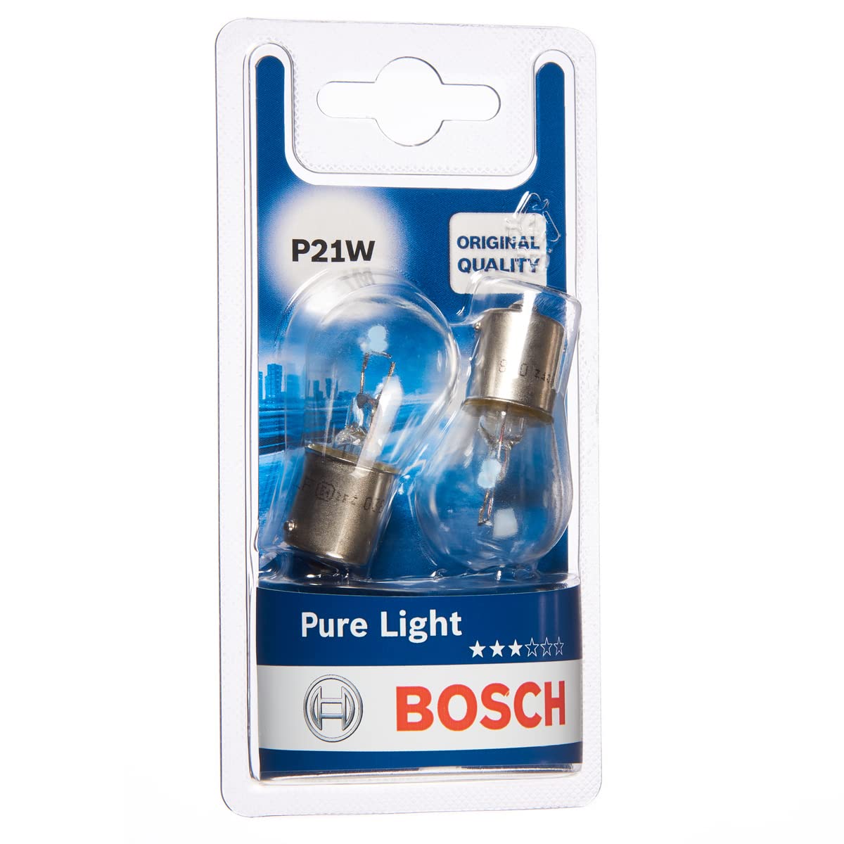 Bosch P21W (382) Pure Light Car Light Bulbs - 12 V 21 W BA15s - 2 Bulbs - Ammpoure Wellbeing