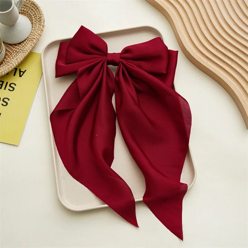 Bow Ribbon Hair Clip for Women Bowknot Barrettes Girls Solid Stain Spring Ponytail Clip Headband Hair Accessories Headwear Gift - Ammpoure Wellbeing