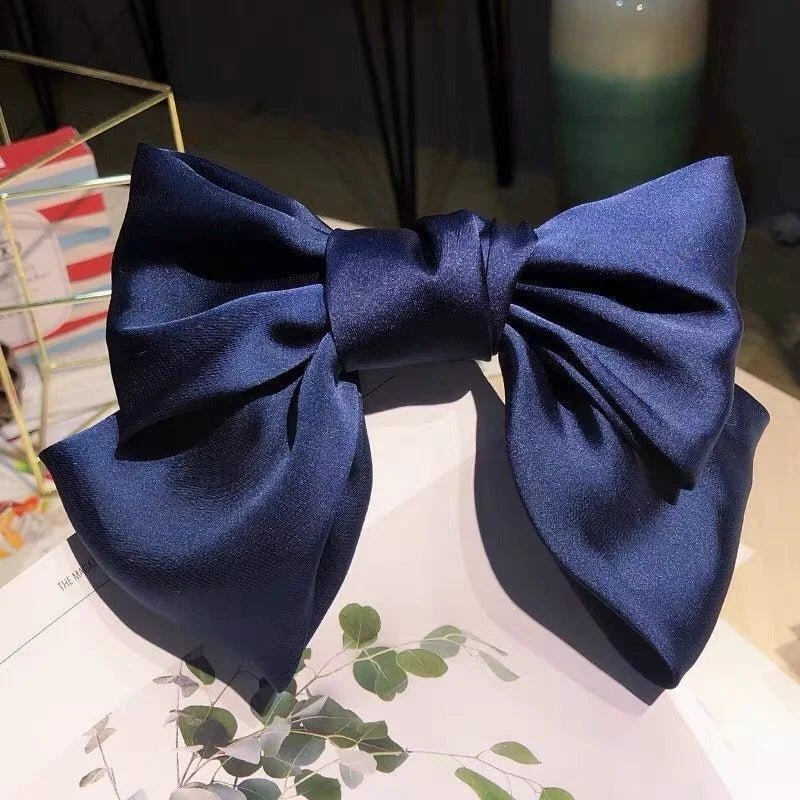 Bow Ribbon Hair Clip for Women Bowknot Barrettes Girls Solid Stain Spring Ponytail Clip Headband Hair Accessories Headwear Gift - Ammpoure Wellbeing