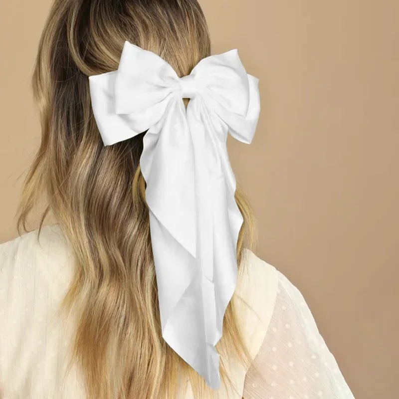 Bow Ribbon Hair Clip for Women Bowknot Barrettes Girls Solid Stain Spring Ponytail Clip Headband Hair Accessories Headwear Gift - Ammpoure Wellbeing