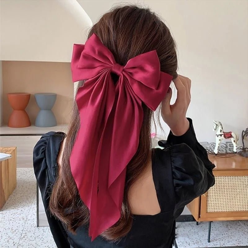 Bow Ribbon Hair Clip for Women Bowknot Barrettes Girls Solid Stain Spring Ponytail Clip Headband Hair Accessories Headwear Gift - Ammpoure Wellbeing