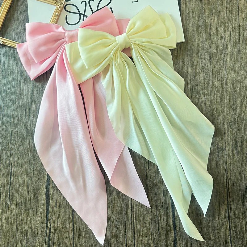 Bow Ribbon Hair Clip for Women Bowknot Barrettes Girls Solid Stain Spring Ponytail Clip Headband Hair Accessories Headwear Gift - Ammpoure Wellbeing