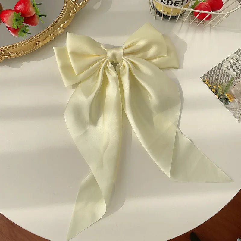 Bow Ribbon Hair Clip for Women Bowknot Barrettes Girls Solid Stain Spring Ponytail Clip Headband Hair Accessories Headwear Gift - Ammpoure Wellbeing