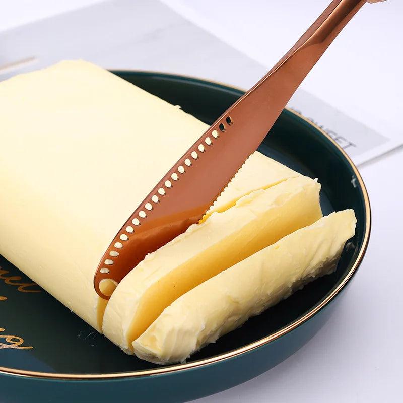 Butter Knife Holes Cheese Dessert Knife Stainless Steel Jam Knife Cutlery Toast Wipe Cream Bread Cheese Cutter Kitchen Tools - Ammpoure Wellbeing