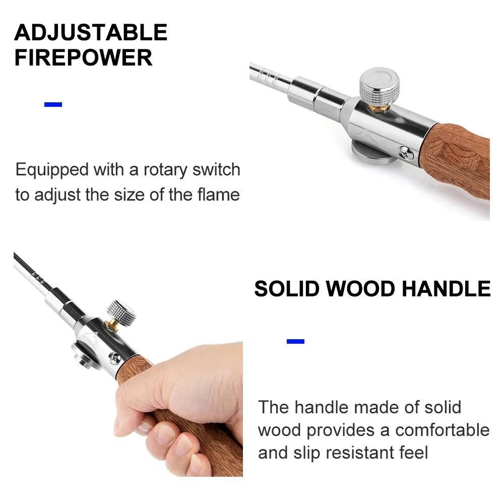 Camping Long Flame Igniter Outdoor Portable Wooden Handle Burner Picnic Gas Tank Spray Gun Removable Stove Toolkit - Ammpoure Wellbeing