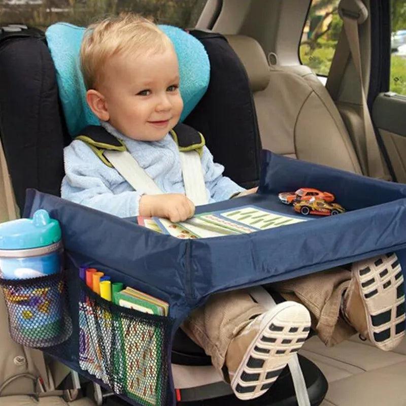 Car Seat Travel Tray Safety Seat Play Table Organizer Storage Snacks Toys Cup Holder Waterproof For Baby Children Kids Stroller - Ammpoure Wellbeing