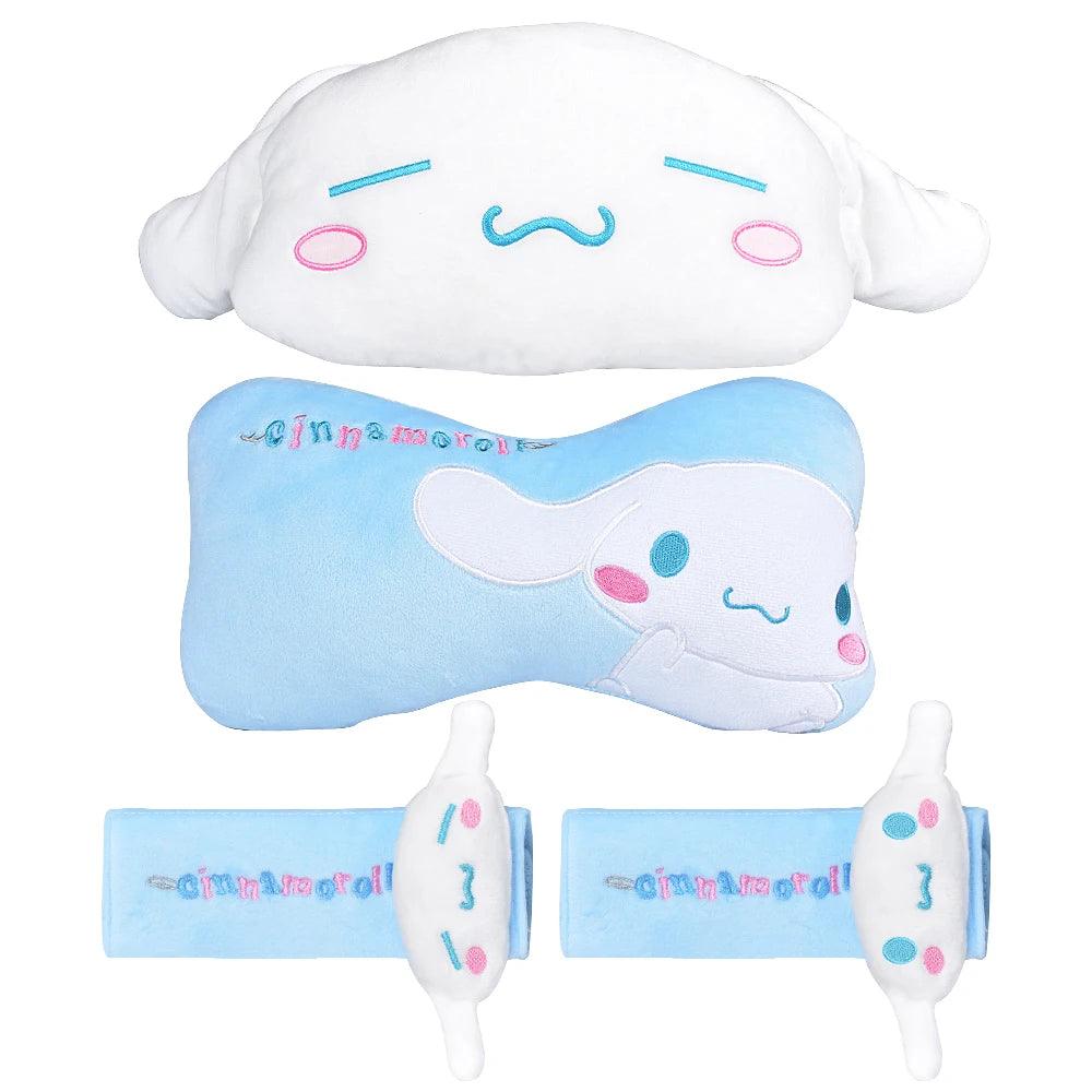 Cartoon Rabbit Car Headrest Lumbar Pillow Cute Travel Universal Neck Pillow Car Interior Accessories Neck Pad Seat Belt Cover - Ammpoure Wellbeing