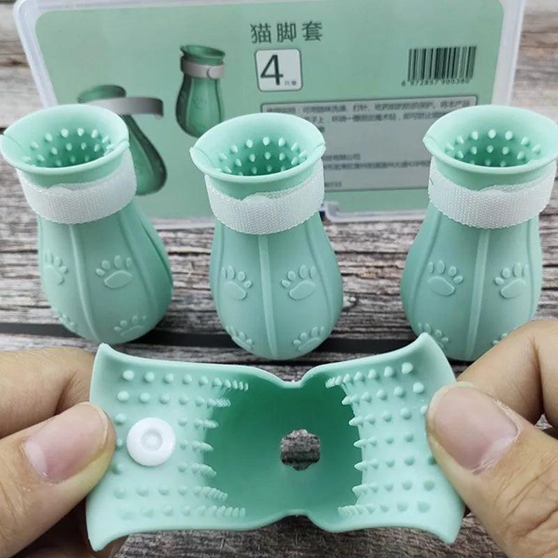 Cat Claw Protector Bath Anti - Scratch Cat Shoes For Cat Adjustable Pet Bath Wash Boots Cat Paw Nail Cover Pet Grooming Supplies - Ammpoure Wellbeing