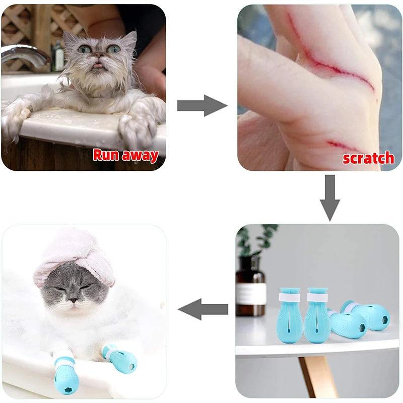 Cat Claw Protector Bath Anti - Scratch Cat Shoes For Cat Adjustable Pet Bath Wash Boots Cat Paw Nail Cover Pet Grooming Supplies - Ammpoure Wellbeing