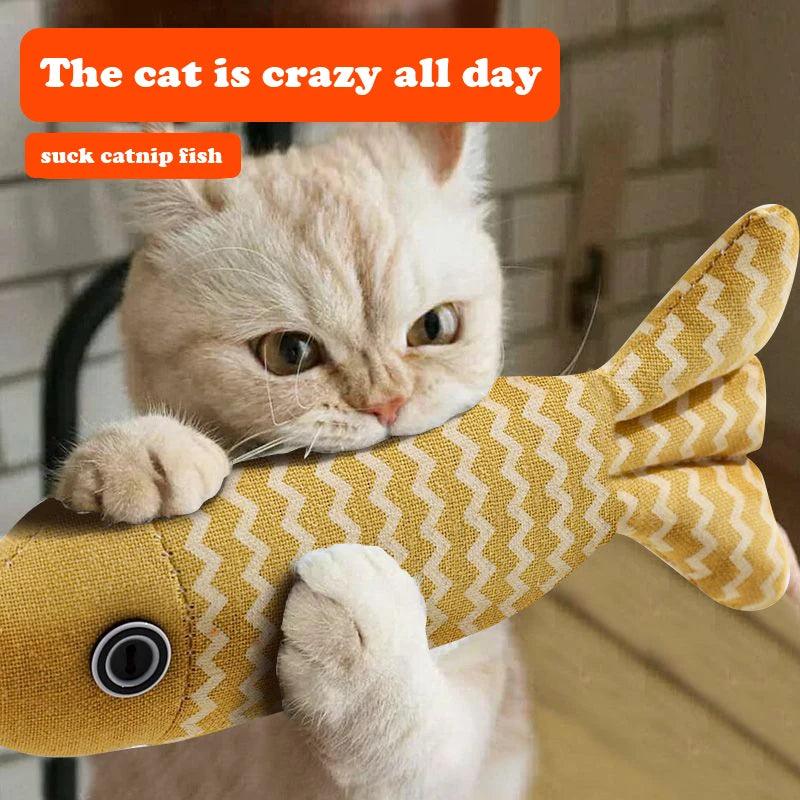 Cat Toys Training Entertainment Fish Cotton Linen Pillow With Catnip Simulation Fish Gatos Toy Fish Interactive Pet Chew Toys - Ammpoure Wellbeing