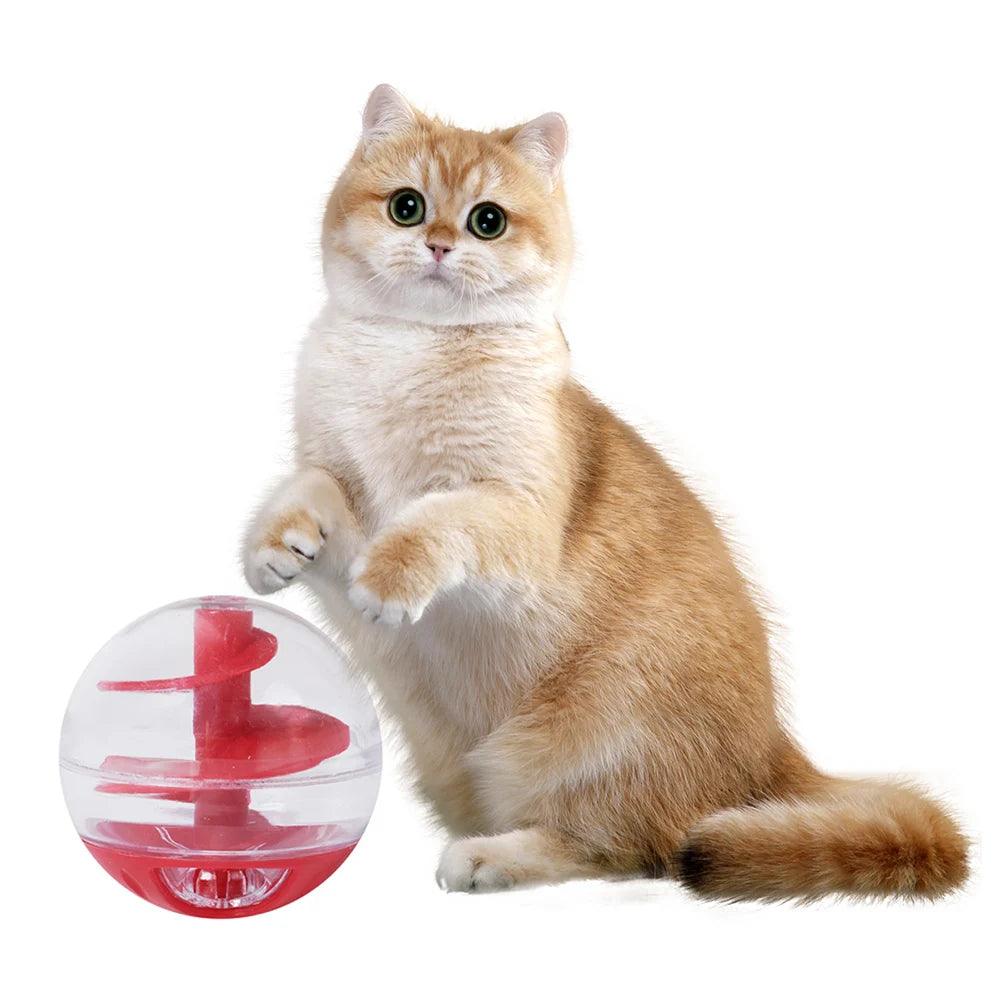 Cat Treat Dispensing Ball Toy Adjustable Leakage Mouth Slow Feeder Puzzle Ball Interactive Pet Toys For Training - Ammpoure Wellbeing