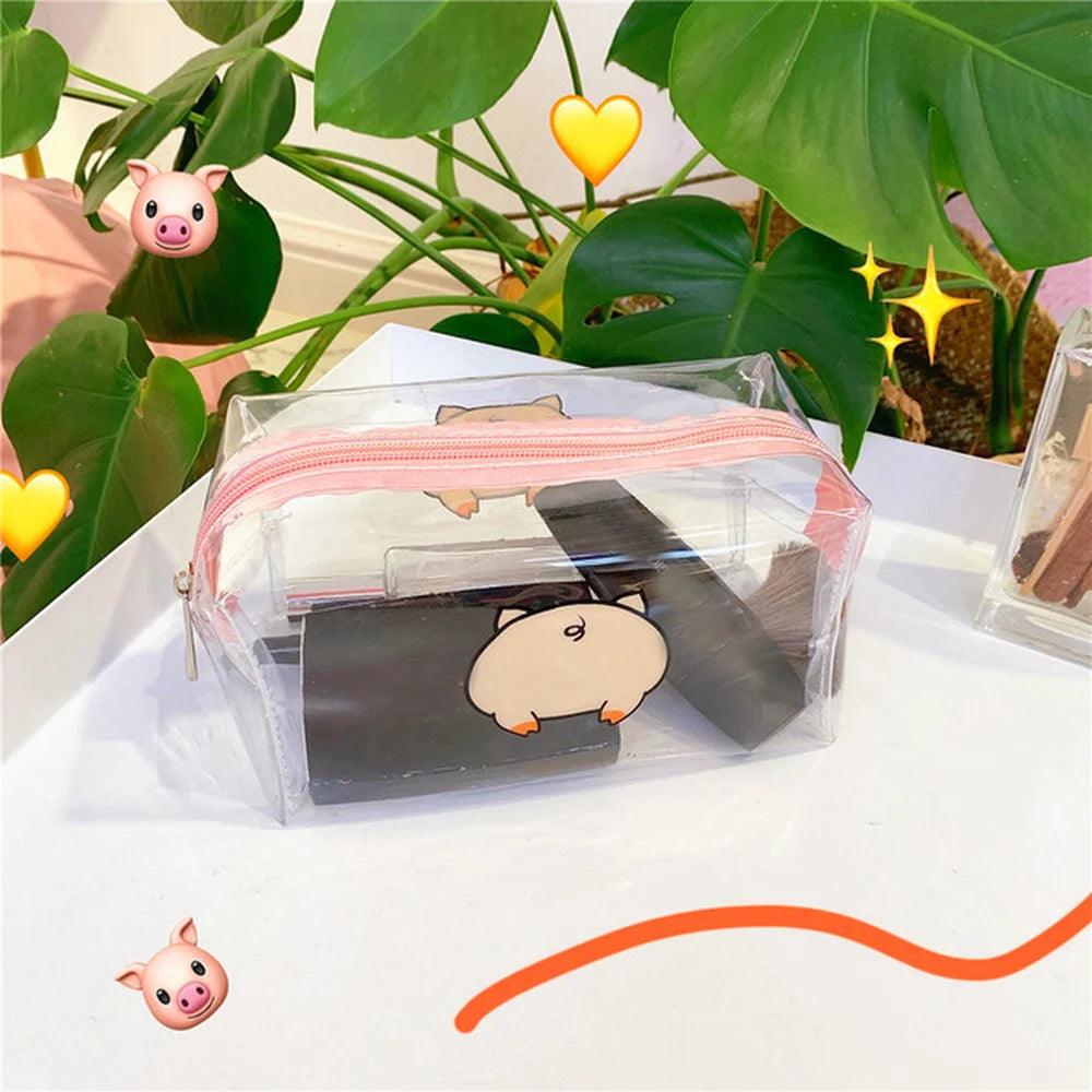 Clear Makeup Bag Fashion Transparent Travel Portable Mini Wash Storage Bags Strawberry Flower Print Women Zipper Cosmetic Bag - Ammpoure Wellbeing