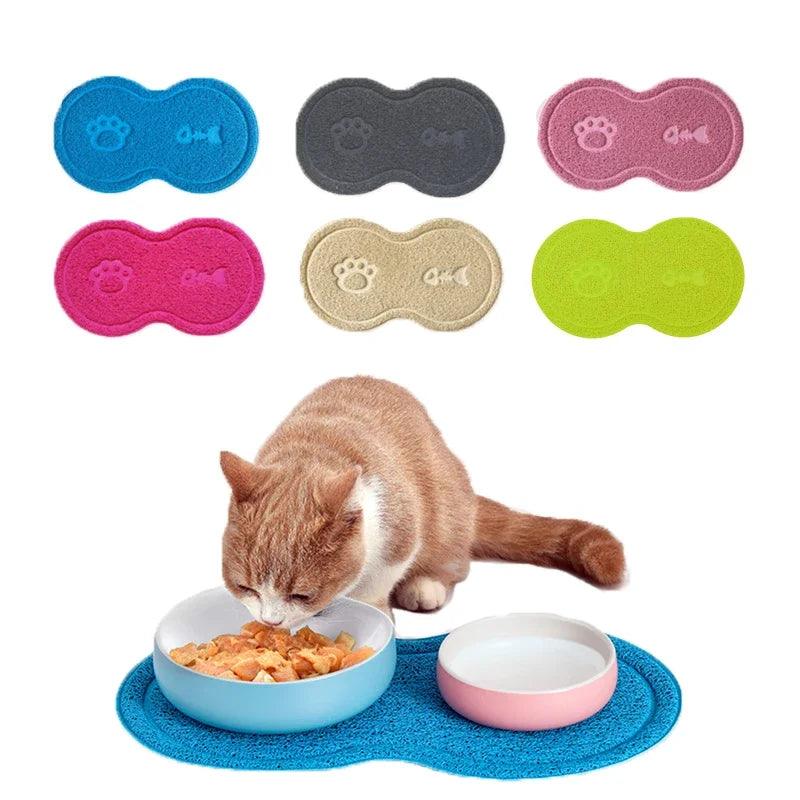 Cloud Shape Pet Cat Dog Feeding Mat Pad Solid Paw Fishbone Pattern Dish Bowl Antislip Placemat Easy Washing Pet Accessories - Ammpoure Wellbeing