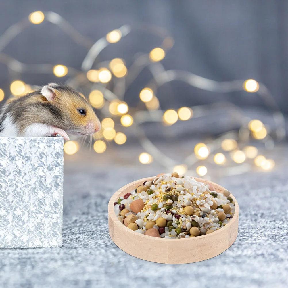 Container Pet Accessories Wear - resistant Chinchilla Bowl Small Food Dish Hamster Accessory Wood Rat Oak Household Feeding Guinea - Ammpoure Wellbeing