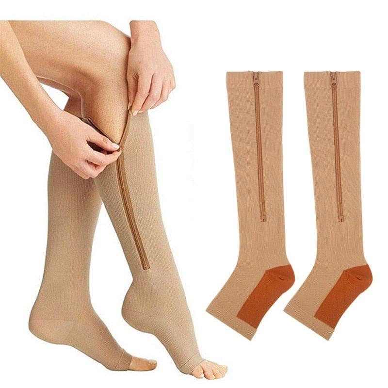 Copper Compression Sock Compression Stockings Zipper Compression Sock with Zip Chaussette De Compression Medias Socks - Ammpoure Wellbeing