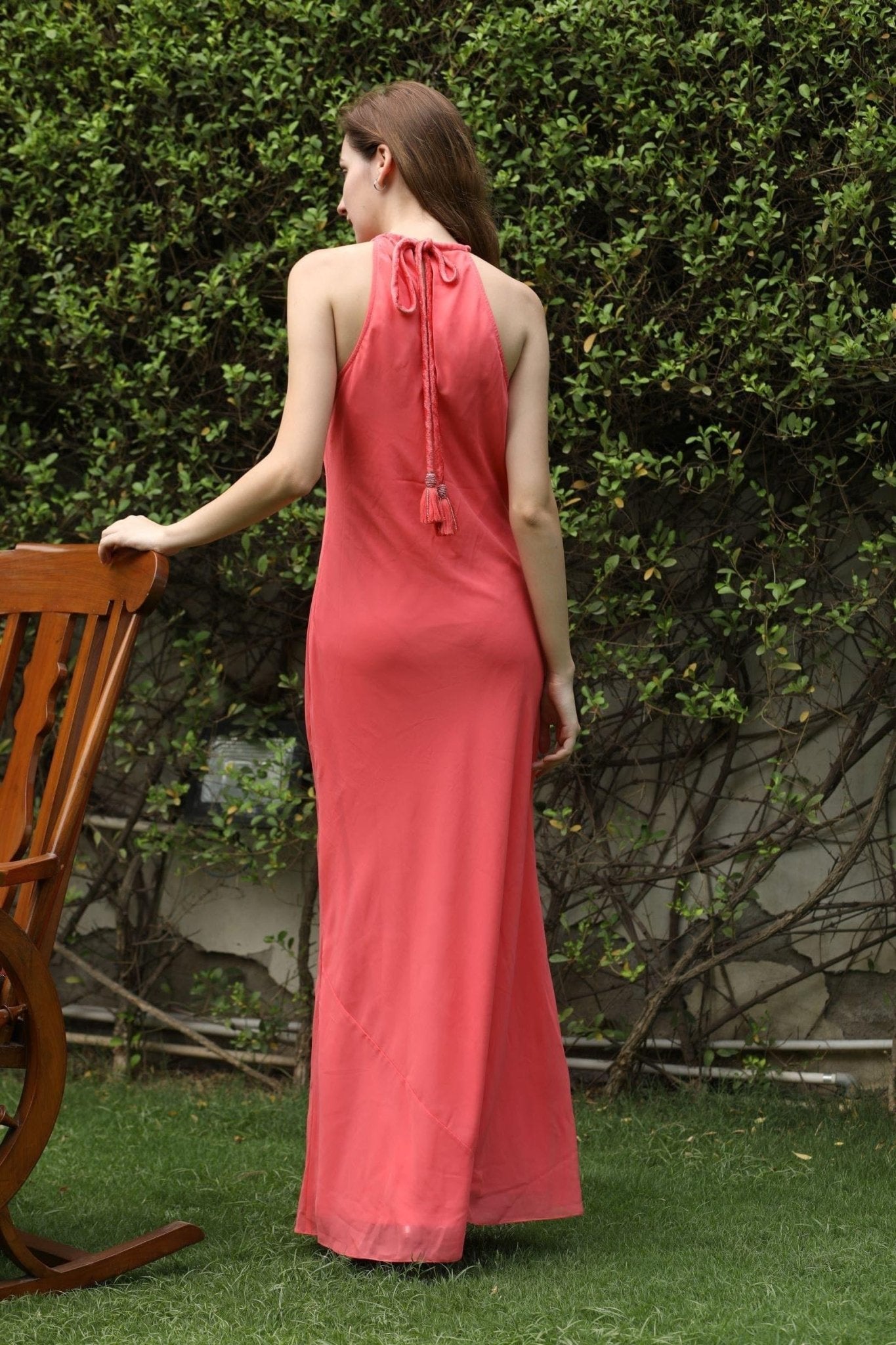 Coral Hand Sequin Evening Dress - Ammpoure Wellbeing