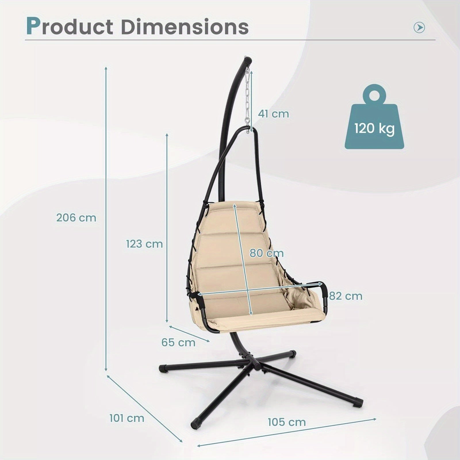 Costway Hanging Swing Chair W/ Heavy - Duty Metal Stand Hammock W/Extra Large Padded Seat - Ammpoure Wellbeing